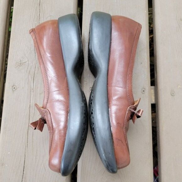 Vintage 90s y2k Dansko Danielle Bow Brown Leather Chunky Lolita Slip-on Loafers - Picture 3 of 7